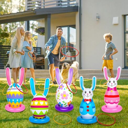 5 عبوات من ألعاب عيد الفصح القابلة للنفخ للأطفال، ألعاب الرمي الدائري على شكل بيضة أرنب قابلة للنفخ، حفلة عيد الفصح في الأماكن المغلقة والخارجية للعائلة in Kuwait