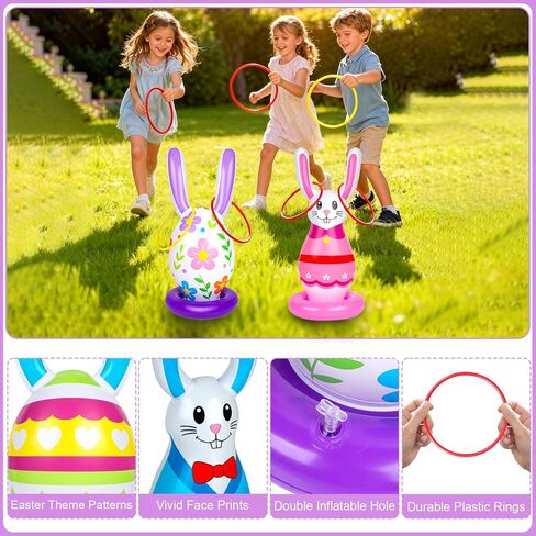 5 عبوات من ألعاب عيد الفصح القابلة للنفخ للأطفال، ألعاب الرمي الدائري على شكل بيضة أرنب قابلة للنفخ، حفلة عيد الفصح في الأماكن المغلقة والخارجية للعائلة in Kuwait