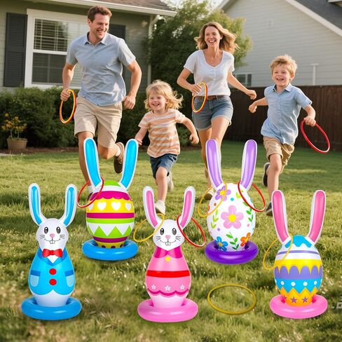 5 عبوات من ألعاب عيد الفصح القابلة للنفخ للأطفال، ألعاب الرمي الدائري على شكل بيضة أرنب قابلة للنفخ، حفلة عيد الفصح في الأماكن المغلقة والخارجية للعائلة in Kuwait