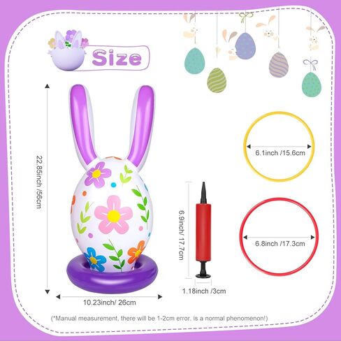 5 عبوات من ألعاب عيد الفصح القابلة للنفخ للأطفال، ألعاب الرمي الدائري على شكل بيضة أرنب قابلة للنفخ، حفلة عيد الفصح في الأماكن المغلقة والخارجية للعائلة in Kuwait