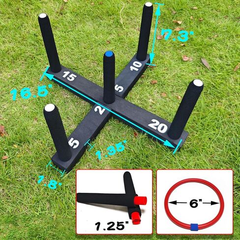لعبة رينج توس للاستخدام الداخلي والخارجي للعائلة والكبار مع 5 أقطاب وقاعدتين و16 حلقة في 4 ألوان، لعبة إسفنجية ناعمة في الفناء الخلفي لمتعة الرمي in Kuwait
