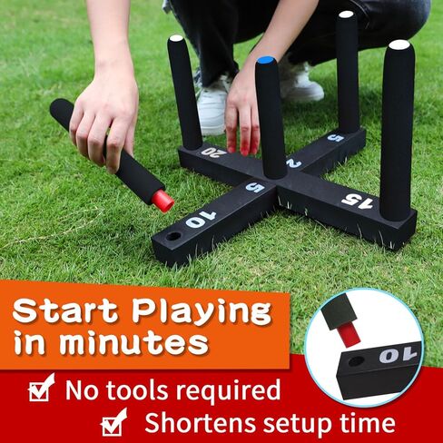 لعبة رينج توس للاستخدام الداخلي والخارجي للعائلة والكبار مع 5 أقطاب وقاعدتين و16 حلقة في 4 ألوان، لعبة إسفنجية ناعمة في الفناء الخلفي لمتعة الرمي in Kuwait