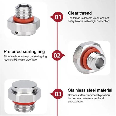Waterproof Air Vent Valves 1PCS 304 Stainless Steel Waterproof Air Vent Valve M5 M6 M8 M10 M12 Screw(M5X0.8) in Saudi Arabia