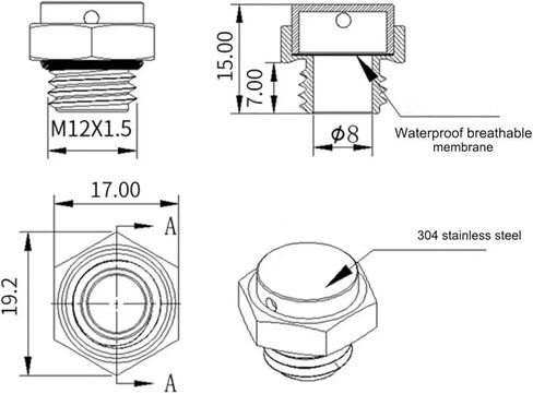Waterproof Air Vent Valves 1PCS 304 Stainless Steel Waterproof Air Vent Valve M5 M6 M8 M10 M12 Screw(M5X0.8) in Saudi Arabia
