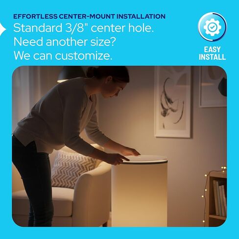 كاستليت مستدير مصباح الظل الناشر-1/8 "قرص أكريليك أبيض سميك مع ثقب مركزي 3/8"-ينعم الأسطوان in Kuwait