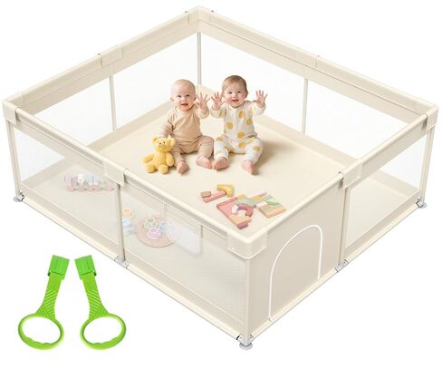 Mloong Baby Baby Playpen for Toddler - 69 × 59in الأطفال يلعبون Pen Playard Center Beige in Kuwait