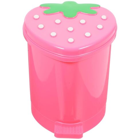 NUOBESTY Mini Strawberry Desktop Trash can with Lid 4.13X3.54In Cute Pink Trash Bin for Home Office Desk Paper Waste Storage Container in Saudi Arabia