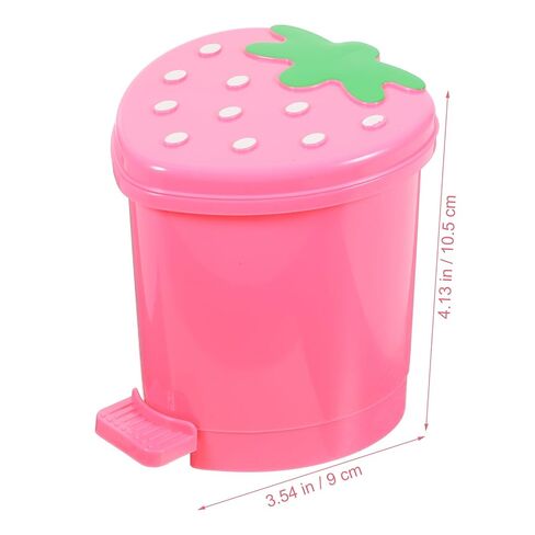 NUOBESTY Mini Strawberry Desktop Trash can with Lid 4.13X3.54In Cute Pink Trash Bin for Home Office Desk Paper Waste Storage Container in Saudi Arabia