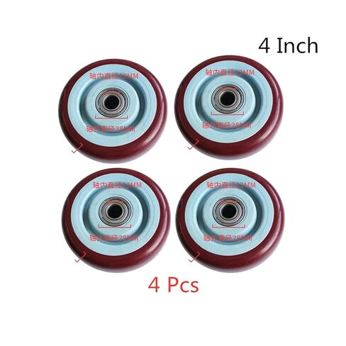 4PCS 4-inch Maroon Polyurethane Single Wheel wear-Resistant cart with Double Bearings in Saudi Arabia