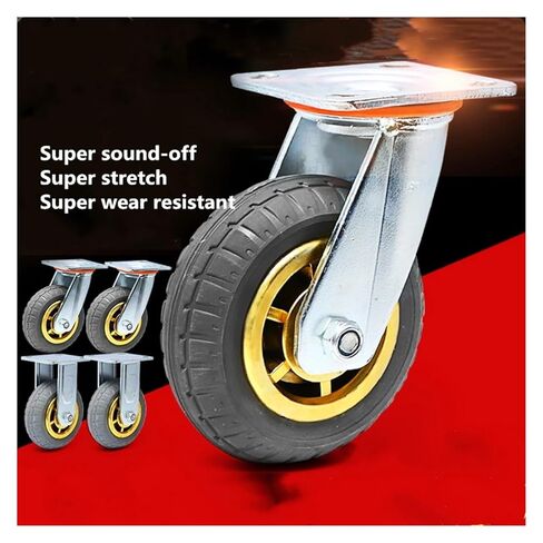1 x 5-inch Brake Wheel Heavy-Duty Caster Silent Rubber Flat cart Shock Absorption with Brake in Saudi Arabia