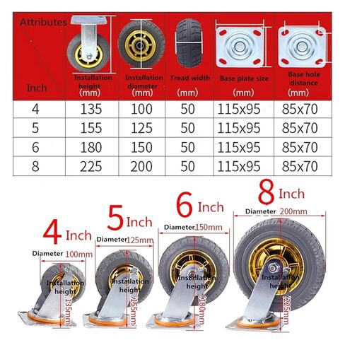 1 x 5-inch Brake Wheel Heavy-Duty Caster Silent Rubber Flat cart Shock Absorption with Brake in Saudi Arabia