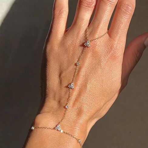 Dainty Hand Chain Bracelet for Women Elegant Gold Ring Bracelet in Saudi Arabia