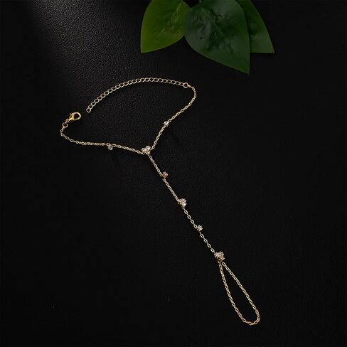 Dainty Hand Chain Bracelet for Women Elegant Gold Ring Bracelet in Saudi Arabia