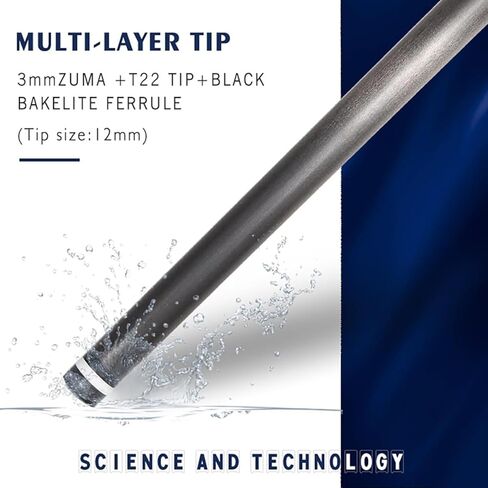 Carbon Fibre Billiard Cue, 11.8mm Head, 17.5-17.6oz (Without Weighted Screws), Billiards, 1/2 Handmade Straight, Suitable for Ball Games/Black Eight, Nine-Ball in Saudi Arabia