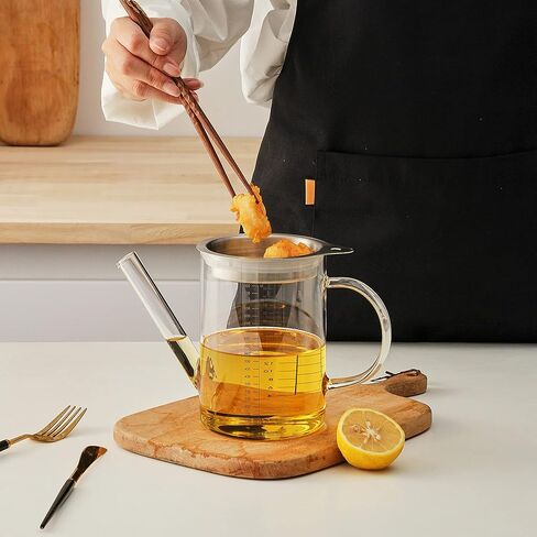 فاصل المرق الزجاجي هايبر سبيس مع غطاء فلتر، فاصل الدهون، فاصل الدواجن، حجم 4 أكواب أو 1000 مل in Kuwait