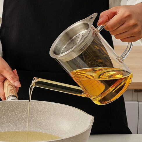 فاصل المرق الزجاجي هايبر سبيس مع غطاء فلتر، فاصل الدهون، فاصل الدواجن، حجم 4 أكواب أو 1000 مل in Kuwait