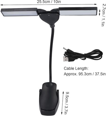 مصباح قراءة LED بضوء البيانو قابل لإعادة الشحن مع 3 مستويات سطوع 28 مصباح LED USB شحن خرطوم معدني مرن لحامل الموسيقى in Kuwait