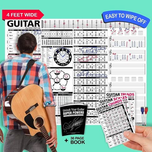 The Creative Guitar Poster + Unlock Your Guitar Super Powers Book + Guitar Cheatsheets Bundle (3 Pack) in Saudi Arabia