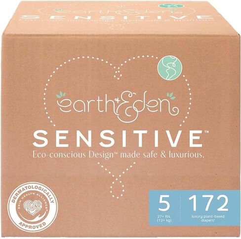 Earth & Eden Sensitive | Eco-Conscious & Hypoallergenic Diapers | Size 5 | 172 Count in Saudi Arabia