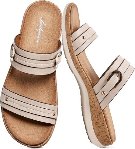 صنادل نسائية مسطحة من Littleplum تدعم قوس القدم، صنادل مريحة مفتوحة من الأمام لتقويم العظام in Kuwait