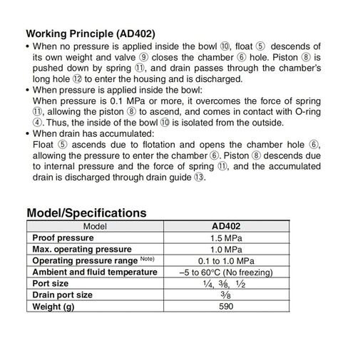 AD402-04 AD402 سلسلة هوائي التلقائي استنزاف صمام التلقائي استنزاف خزان الغاز ضاغط الهواء تصفية فصل المياه النفط in Kuwait
