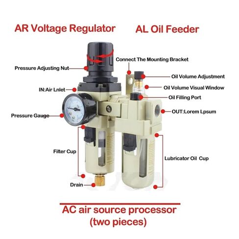 Metal AC4010-04 Pneumatic Pressure Regulator Oil Water Separator Manual Drain Compressor Air Filter.(AC4010-04 PC6-04,Copper Filter) in Saudi Arabia