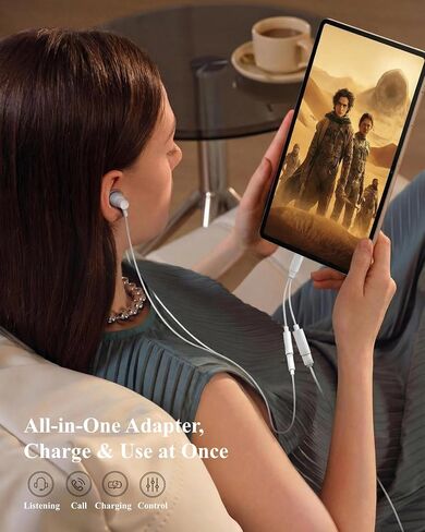 USB -C إلى 3.5 مم محول AUX AUX - 384 كيلو هرتز Hi -Fi Stereo و 60 واط شحن سريع الشحن - النوع C إلى سلك مقبس سماعة الرأس لـ iPhone 16 15 Samsung Galaxy S25 S24 S23 S22 Plus Pro Max Ultra Pixel ipad in Kuwait