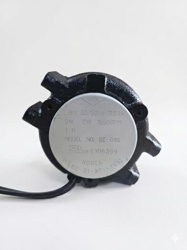 SE-046, 9 Watt Unit Bearing Motor, 115V, Rotation-CW, 1550 RPM, Cast Iron, Single Speed, Shaded Pole, Refrigerator Motor, Made in Korea in Saudi Arabia