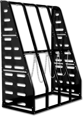 Steel Vertical Long Parts Storage Rack, Lumber Storage Rack 1500 LBS Capacity, Heavy Duty Standing Bar Rack with Safety Chain for Garage Workshop Factory, 4 Bays, Black, in Saudi Arabia