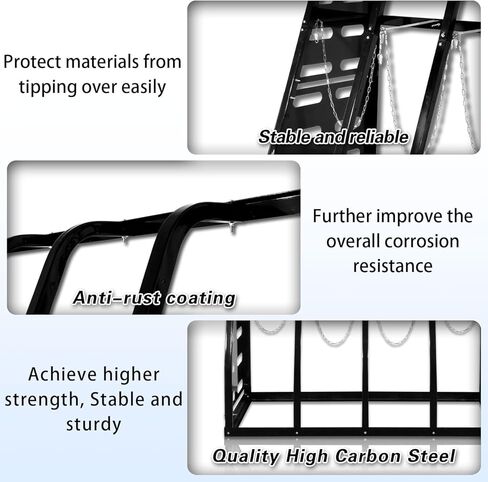 Steel Vertical Long Parts Storage Rack, Lumber Storage Rack 1500 LBS Capacity, Heavy Duty Standing Bar Rack with Safety Chain for Garage Workshop Factory, 4 Bays, Black, in Saudi Arabia