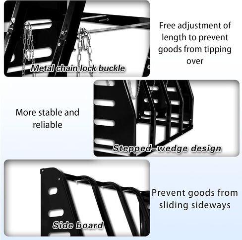 Steel Vertical Long Parts Storage Rack, Lumber Storage Rack 1500 LBS Capacity, Heavy Duty Standing Bar Rack with Safety Chain for Garage Workshop Factory, 4 Bays, Black, in Saudi Arabia