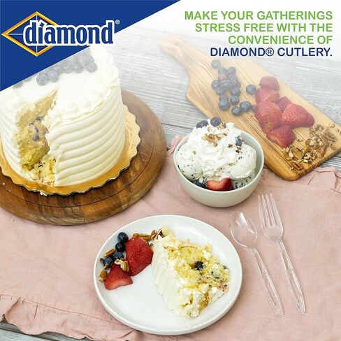 Diamond® All Occasion Clear Plastic Cutlery Set – 192 Count (64 Forks, 64 Spoons, 64 Knives), Disposable Utensils, Durable Polystyrene, Reusable Tray, Made in USA in Saudi Arabia
