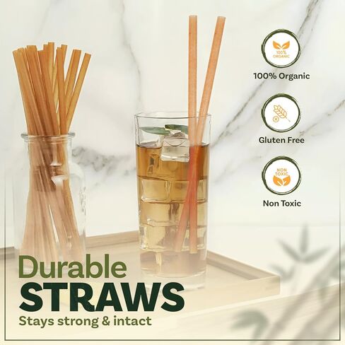 Weemium Sugarcane Straws [300 Pack] 8.25" | FSC Certified 100% Compostable Straws Disposable for Warm and Cold Drinks | Plastic-free & Biodegradable Packaging | Eco friendly made with Sugarcane Fiber in Saudi Arabia
