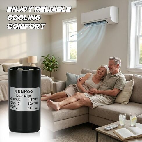 CD60 Motor Start Capacitor, 124–149 uF, 220–250VAC, 50/60Hz, Round Start Capacitor for AC Motor, Air Compressor, Well Pump, Pool Pump in Saudi Arabia