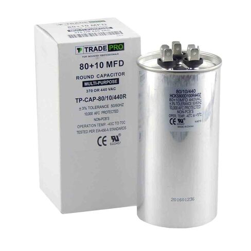 80/10 MFD Replaces Both 440 and 370 Volt Round Run Dual Capacitor TradePro 80 + 10 in Saudi Arabia