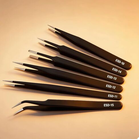 6pcs Stainless Steel Tweezers Precision Curved Tools for Maintenance, Industrial Repair, Home Working & Model Making in Saudi Arabia