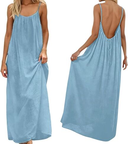 Backless Cami Dress Home Dress for Women Sleeveless Long Cami Lounge Dress for Indoor &Outdoor Summer Vacation in Saudi Arabia
