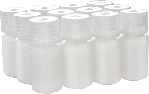 EISCO - Pack of 12, 15mL Narrow Mouth HDPE Translucent Reagent Bottles with Polypropylene Caps, Non-Sterile, Leak-Proof, Chemical Resistant, -100 to 120°C Temperature Range, Lab Storage & Transport in Saudi Arabia