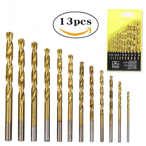 13Pcs Multi-Material Drill Bit Set Hex Shank Masonry Bits for Concrete, Tile, Glass Metal Drilling (3/16" to 1/2" Size Range) (Gold) in Saudi Arabia