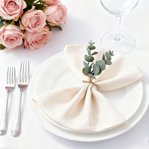 Set of 15 Artificial Green Eucalyptus Leaf Napkin Rings, Rustic Napkin Ring Set, Elegant Table Decor, Suitable for Thanksgiving, Halloween, Easter, Weddings in Saudi Arabia