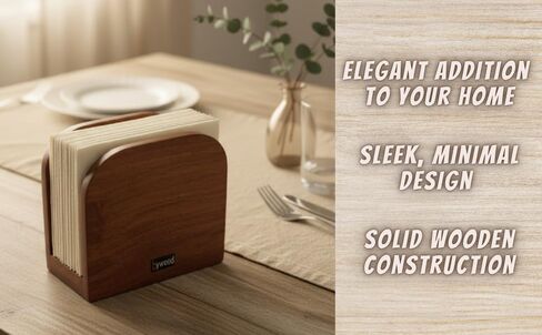 Napkin Holder for Table, Modern Brown Rosewood, Minimalist Design, Vertical Standing Paper Napkin Storage in Saudi Arabia