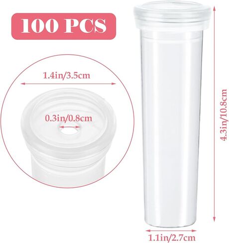 DAJAVE 100 Pack Floral Water Tubes 60 ML 4.3 Inch Plastic Water Tubes for Flowers, Clear Flower Vials with Caps for Fresh Flower Arrangements in Saudi Arabia