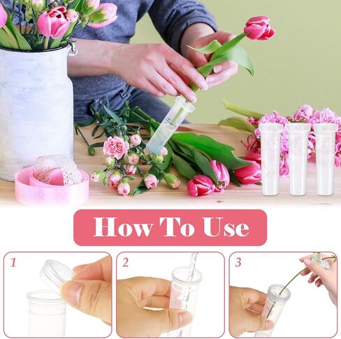 DAJAVE 100 Pack Floral Water Tubes 60 ML 4.3 Inch Plastic Water Tubes for Flowers, Clear Flower Vials with Caps for Fresh Flower Arrangements in Saudi Arabia