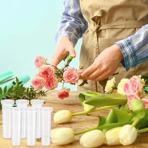 DAJAVE 100 Pack Floral Water Tubes 60 ML 4.3 Inch Plastic Water Tubes for Flowers, Clear Flower Vials with Caps for Fresh Flower Arrangements in Saudi Arabia