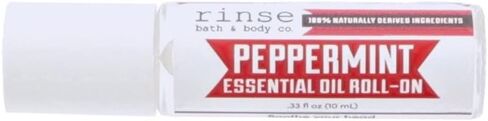Rinse Bath & Body Peppermint Essential Oil Roll On - Premium Peppermint Oil w/Squalane Oil | No Mess and Easy Absorption | Soothing, Stress, Headaches & Energy | Travel Size | Non-GMO | .35oz in Kuwait