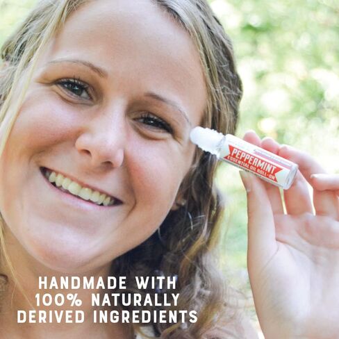 Rinse Bath & Body Peppermint Essential Oil Roll On - Premium Peppermint Oil w/Squalane Oil | No Mess and Easy Absorption | Soothing, Stress, Headaches & Energy | Travel Size | Non-GMO | .35oz in Kuwait