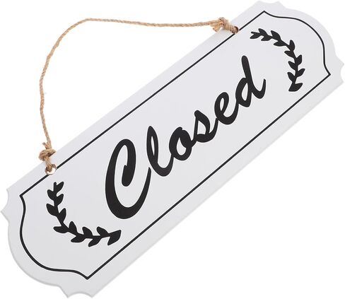 لافتة باب خشبية مفتوحة ومغلقة للأعمال - نمط مزدوج الجوانب مع حبل من الجوت | 11.59 بوصة × 8.45 بوصة | للمقاهي والمحلات التجارية والمطاعم in Kuwait