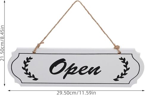 لافتة باب خشبية مفتوحة ومغلقة للأعمال - نمط مزدوج الجوانب مع حبل من الجوت | 11.59 بوصة × 8.45 بوصة | للمقاهي والمحلات التجارية والمطاعم in Kuwait
