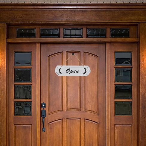 لافتة باب خشبية مفتوحة ومغلقة للأعمال - نمط مزدوج الجوانب مع حبل من الجوت | 11.59 بوصة × 8.45 بوصة | للمقاهي والمحلات التجارية والمطاعم in Kuwait