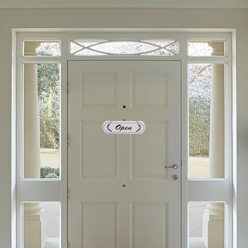 لافتة باب خشبية مفتوحة ومغلقة للأعمال - نمط مزدوج الجوانب مع حبل من الجوت | 11.59 بوصة × 8.45 بوصة | للمقاهي والمحلات التجارية والمطاعم in Kuwait